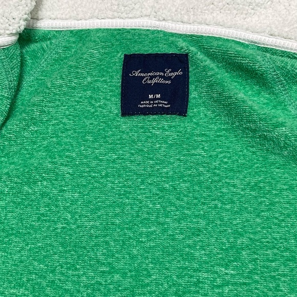 American Eagle Full Zip Logo Sherpa Hoodie Sweatshirt Y2K - Picture 5 of 10